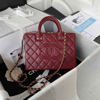 Chanel AS3345 Vanity Case Calfskin Red