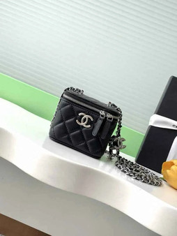 Chanel Mini Vanity Case, AP3941 Lambskin Silver