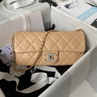 Chanel AP3791 Evening Clutch with chain Lambskin Apricot