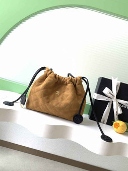 Chanel Clutch with leather strap, AP5227 Suede Calfskin tan - Default Title - View 1