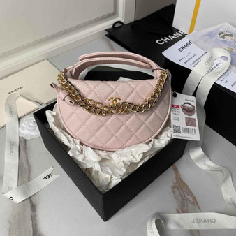 Chanel pouch grained shiny calfskin & gold-tone metal,  AP3943 pink - Default Title - View 1