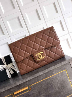 Chanel Large clutch,  Shiny crumpled calfskin, AP4944 brown - Default Title - View 1