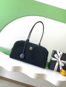 Chanel AS6211 Large Bowling Bag Suede Leather Black - Default Title - View 1