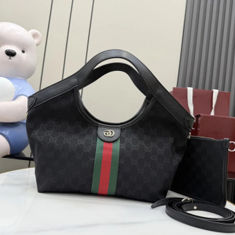 Gucci Giglio small tote bag ‎860845 Black GG canvas