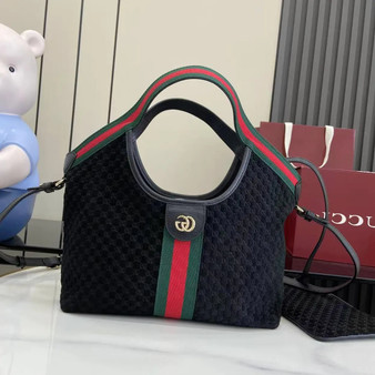 Gucci Giglio small tote bag ‎860845 Black GG suede