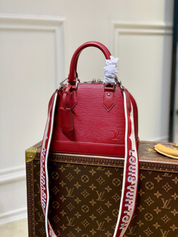 Louis Vuitton Braided Alma BB Bag M59217 Wine Red Epi Leather