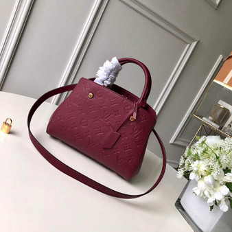 Louis Vuitton M41053 Montaigne BB Monogram Empreinte Leather Wine Red