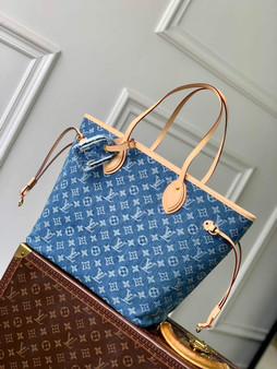 Louis Vuitton Neverfull MM Bag M13192 Denim Blue