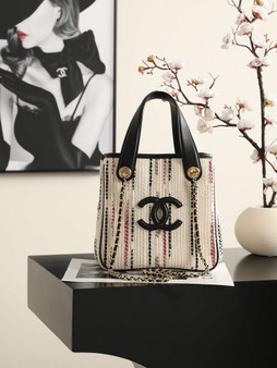 Chanel Mini Shopping Bag, AS6199 Canvas Beige