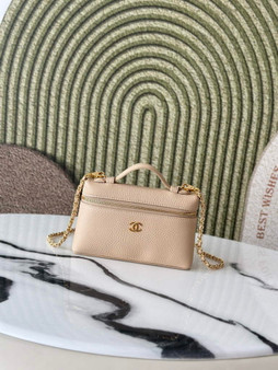 Chanel Vanity with chain, AP5346 Calfskin Apricot