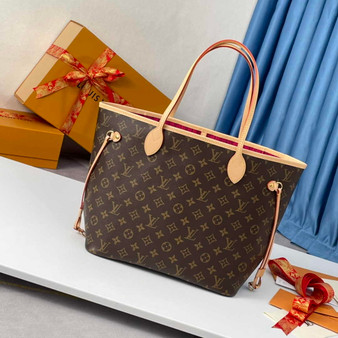 Louis Vuitton Neverfull MM Bag M41178 Monogram Canvas Peony - Default Title - View 1