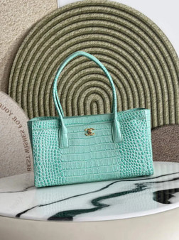 Chanel Small Shopping Bag, AS6243 Crocodile Blue