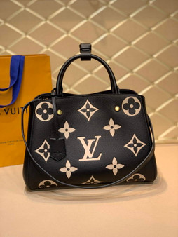 Louis Vuitton M41048 Montaigne MM Monogram Bicolor Leather Black