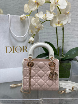 Mini Lady Dior Bag M0505 Pink White Cannage Lambskin