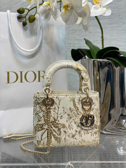 Mini Lady Dior Bag M0505 White Lambskin M913