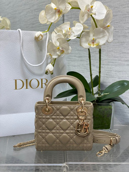 Mini Lady Dior Bag M0505 Apricot Cannage Lambskin