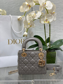 Mini Lady Dior Bag M0505 Dark Gray Cannage Lambskin