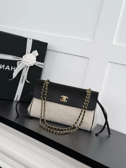 Chanel Large Flap Bag, AS6427 Calfskin White Cotton