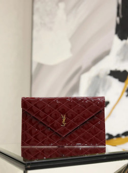 YSL UPTOWN pouch, 5657391  in leather wine red