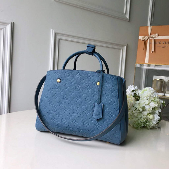 Louis Vuitton M41048 Montaigne MM Monogram Empreinte Leather Blue