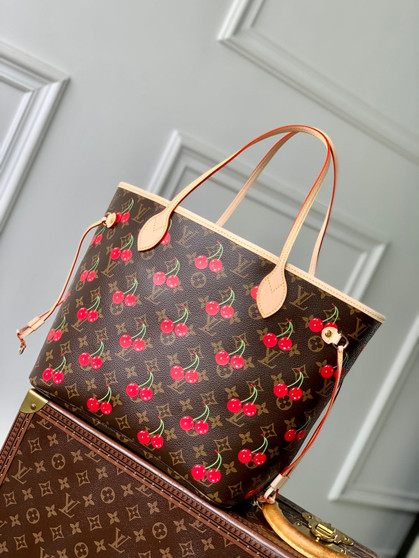Louis Vuitton LV x TM Neverfull MM Bag M13263 Monogram cherry canvas
