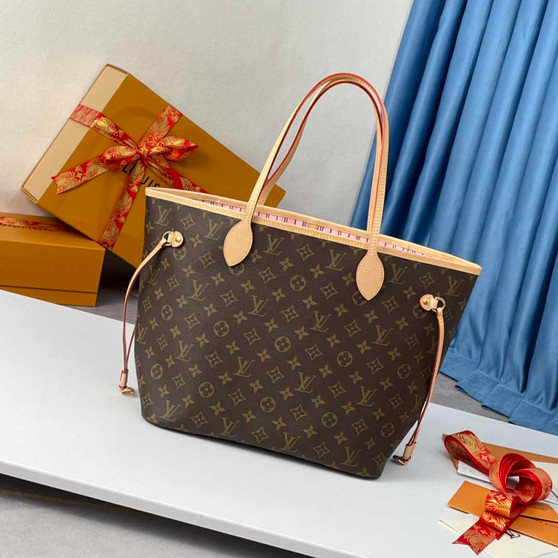 Louis Vuitton Neverfull MM Bag M50366 Monogram Canvas Pink - Default Title - View 1