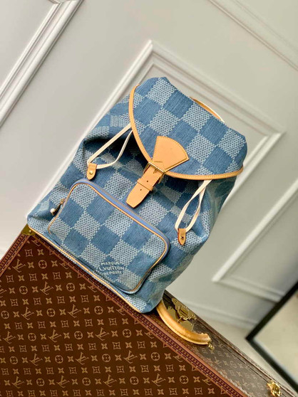 Louis Vuitton Montsouris Backpack N40708 Blue Damier Denim