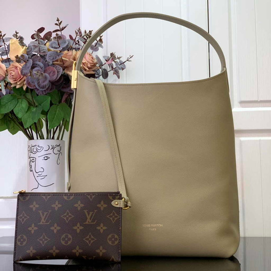 Louis Vuitton Low Key Hobo MM Bag M24988 Khaki Grained calfskin