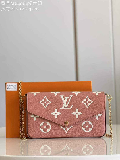 Louis Vuitton M80482 Félicie Pochette Leather Pink
