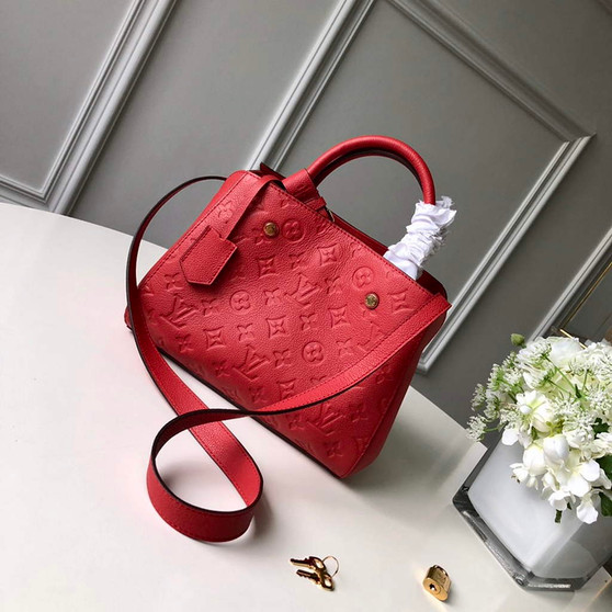 Louis Vuitton M41053 Montaigne BB Monogram Empreinte Leather Red