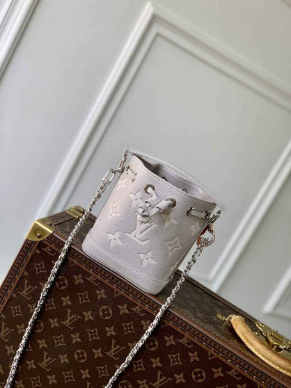 Louis Vuitton Nano Noé Bag M14224 Gray White Leather