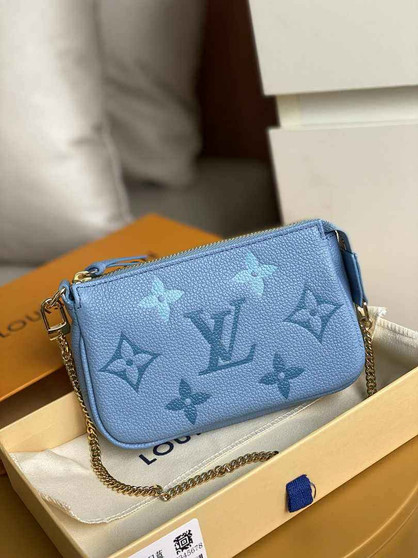 Louis Vuitton Mini Pochette Accessoires M80732 Blue Leather