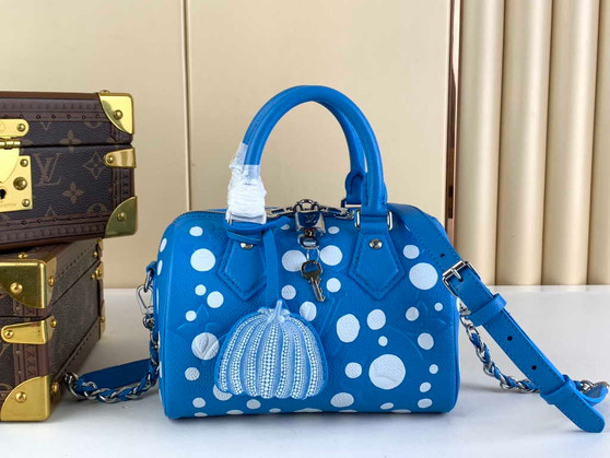 Louis Vuitton LV x YK Speedy Bandoulière 20 M46425 Blue Monogram Empreinte