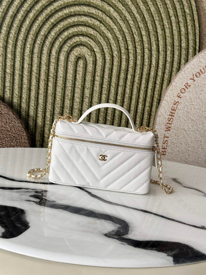 Chanel Vanity with Chain, AP5212 Shiny Calfskin White - Default Title - View 1