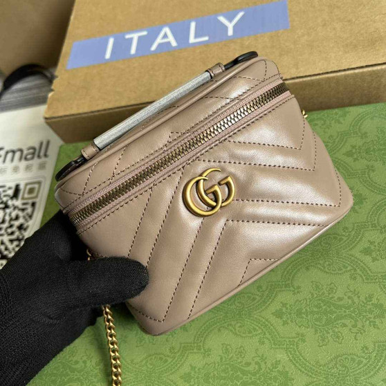 Gucci ‎‎699515 GG Marmont mini top handle bag light pink leather - W16cm x H10.5cm x D5cm / light pink - View 1