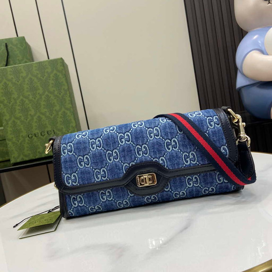 Gucci luce small shoulder bag 786027 in blue original GG canvas