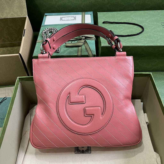 Gucci Blondie small tote bag in Pink lamé leather 751518