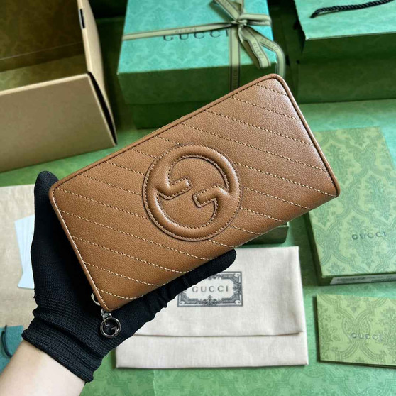 Gucci Blondie zip-around wallet 760312 in brown leather - Default Title - View 1