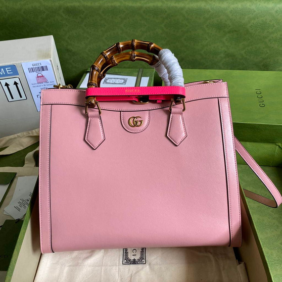 Gucci 655658 Diana medium top handle bag Pink leather - Default Title - View 1