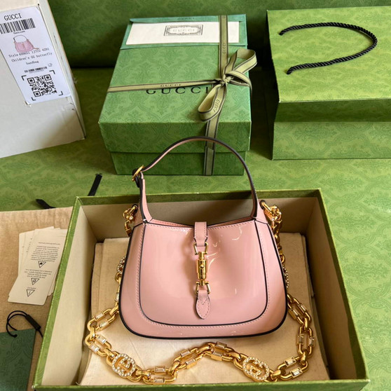 Gucci 699651 ‎Jackie 1961 mini shoulder bag Pink patent leather - W19cm x H13cm x D3cm / Pink - View 1