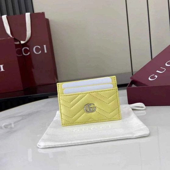Gucci GG Marmont card case �?43127 in yellow leather