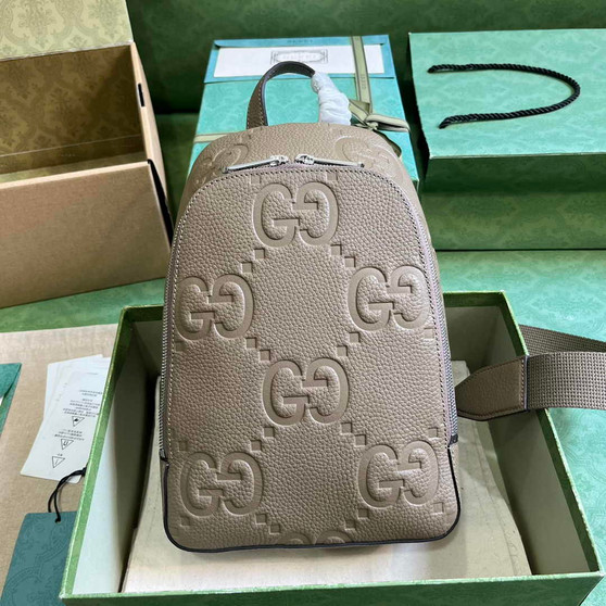 Gucci Jumbo GG crossbody bag ‎766937 in beige leather - Default Title - View 1