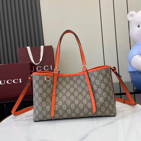 Gucci GG Emblem medium tote bag 815214 in orange fabric