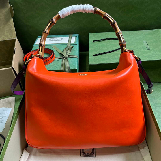 Gucci 746245 Diana large shoulder bag in Orange leather - Default Title - View 1