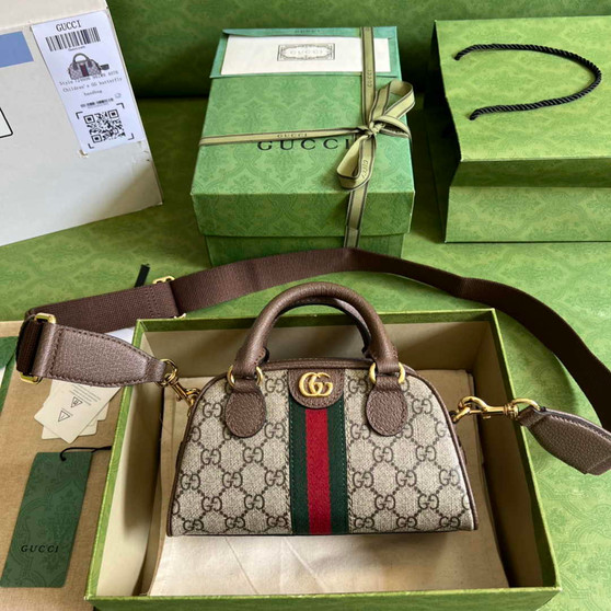 Gucci Ophidia Small GG top handle bag 724606 Brown leather - Default Title - View 1