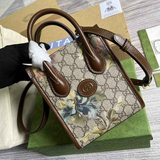 Gucci ‎‎�?71623 Bananya print mini tote bag brown