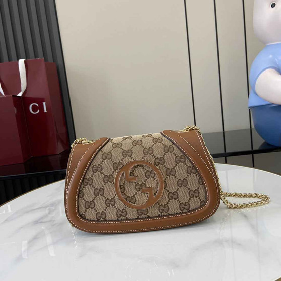Gucci Blondie mini shoulder bag in dark brown GG canvas ‎815711 - Default Title - View 1