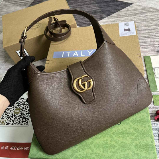 Gucci 726274 Aphrodite medium shoulder bag Brown soft leather - Default Title - View 1