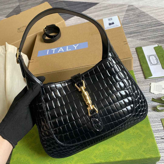 Gucci ‎636709 Jackie 1961 small python bag Black - Default Title - View 1