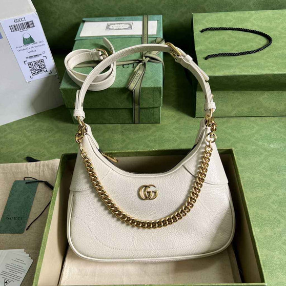 Gucci 731817 Aphrodite small shoulder bag in beige leather - Default Title - View 1